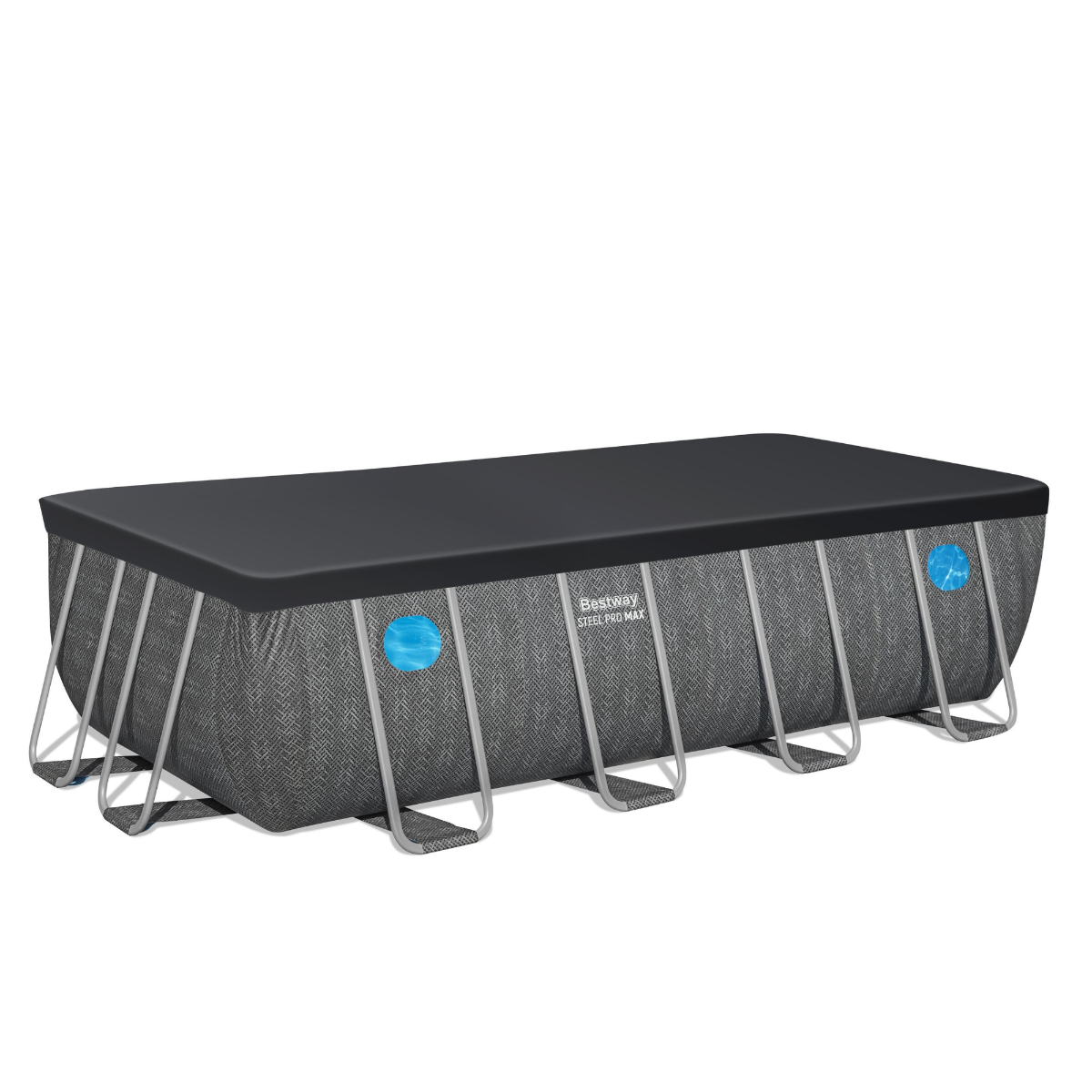 Bestway 16ft x 8ft x 48" Rectangular Steel Pro MAX™ Splashview Above Ground Swimming Pool, Filter Pump & Accessories