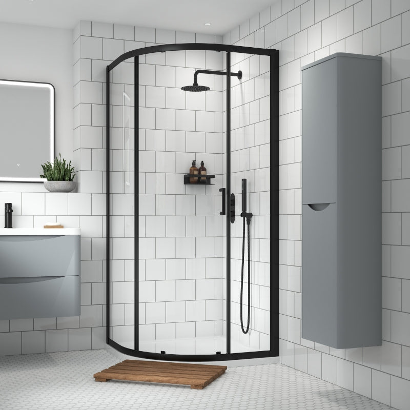 Nuie Lucie Single Entry Curved Shower Enclosure (1 sizes, 3 colours) - Brand New Bathrooms