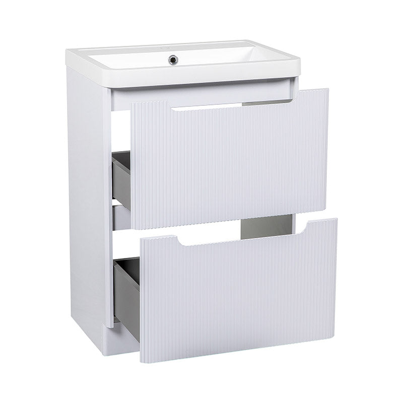 Tailored Bathrooms Monza Fluted Floor Standing 500mm Vanity Unit & Polymarble Basin (1 size, 3 colours) - Brand New Bathrooms