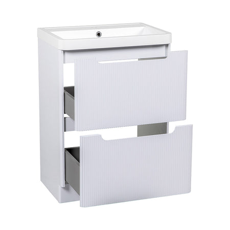 Tailored Bathrooms Monza Fluted Floor Standing 500mm Vanity Unit & Polymarble Basin (1 size, 3 colours) - Brand New Bathrooms