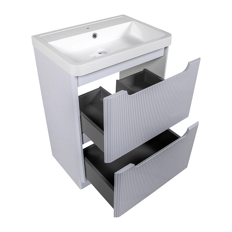 Tailored Bathrooms Monza Fluted Floor Standing 500mm Vanity Unit & Polymarble Basin (1 size, 3 colours) - Brand New Bathrooms