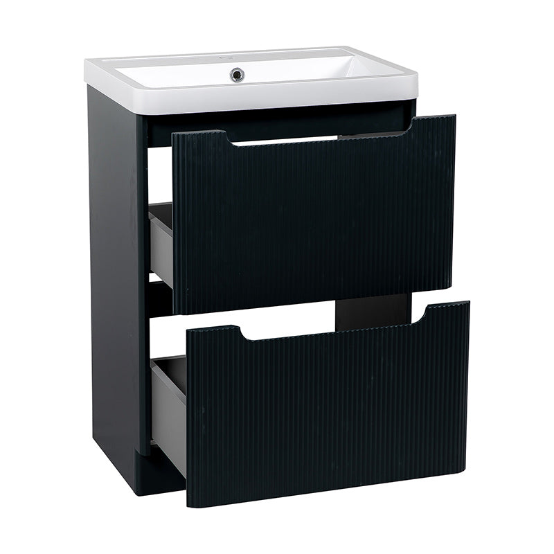 Tailored Bathrooms Monza Fluted Floor Standing 500mm Vanity Unit & Polymarble Basin (1 size, 3 colours) - Brand New Bathrooms