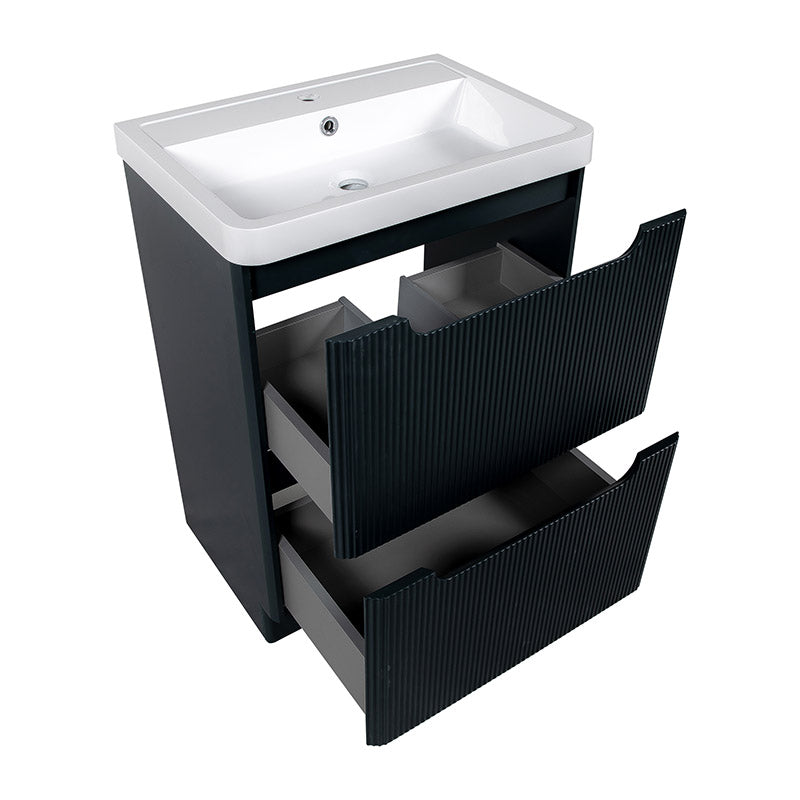 Tailored Bathrooms Monza Fluted Floor Standing 500mm Vanity Unit & Polymarble Basin (1 size, 3 colours) - Brand New Bathrooms