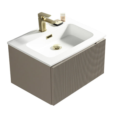 Tailored Bathrooms Flauto Fluted Wall Hung Vanity & Matte Basin (2 sizes, Soft Coffee) - Brand New Bathrooms