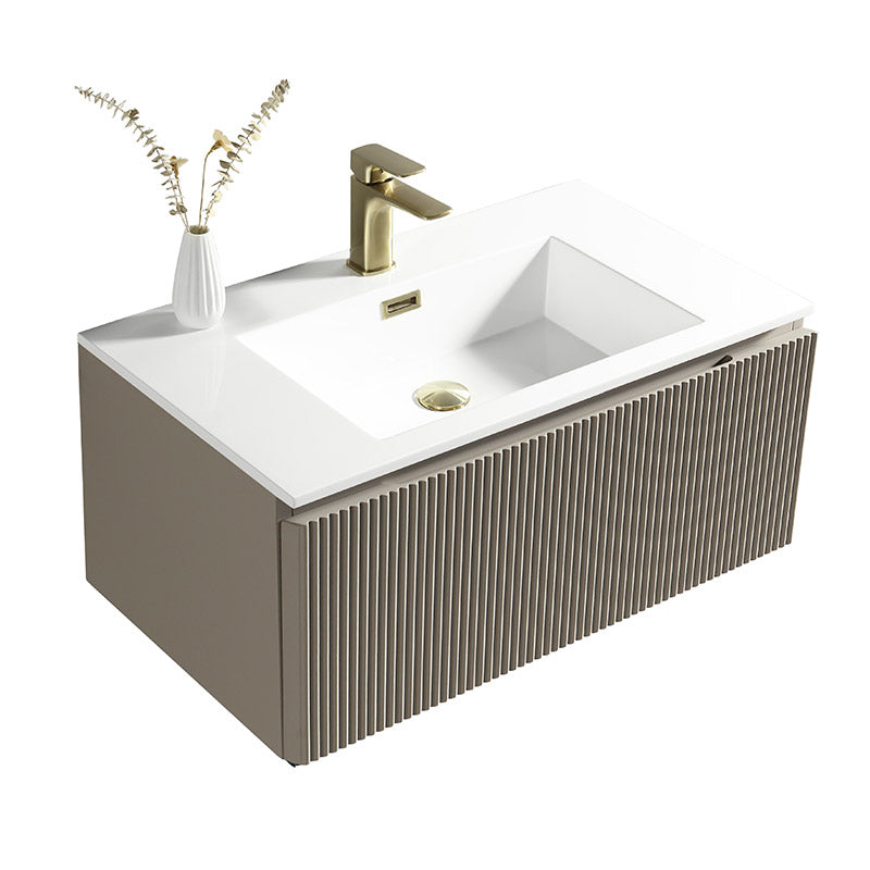 Tailored Bathrooms Flauto Fluted Wall Hung Vanity & Matte Basin (2 sizes, Soft Coffee) - Brand New Bathrooms