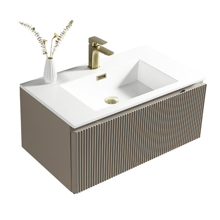 Tailored Bathrooms Flauto Fluted Wall Hung Vanity & Matte Basin (2 sizes, Soft Coffee) - Brand New Bathrooms