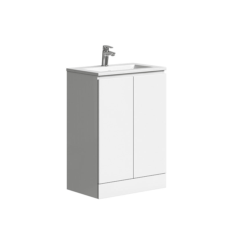 Tailored Bathrooms Plumb Essentials Double Door Floor Standing 600mm Vanity & Ceramic Basin (1 size, 2 styles, White)) - Brand New Bathrooms
