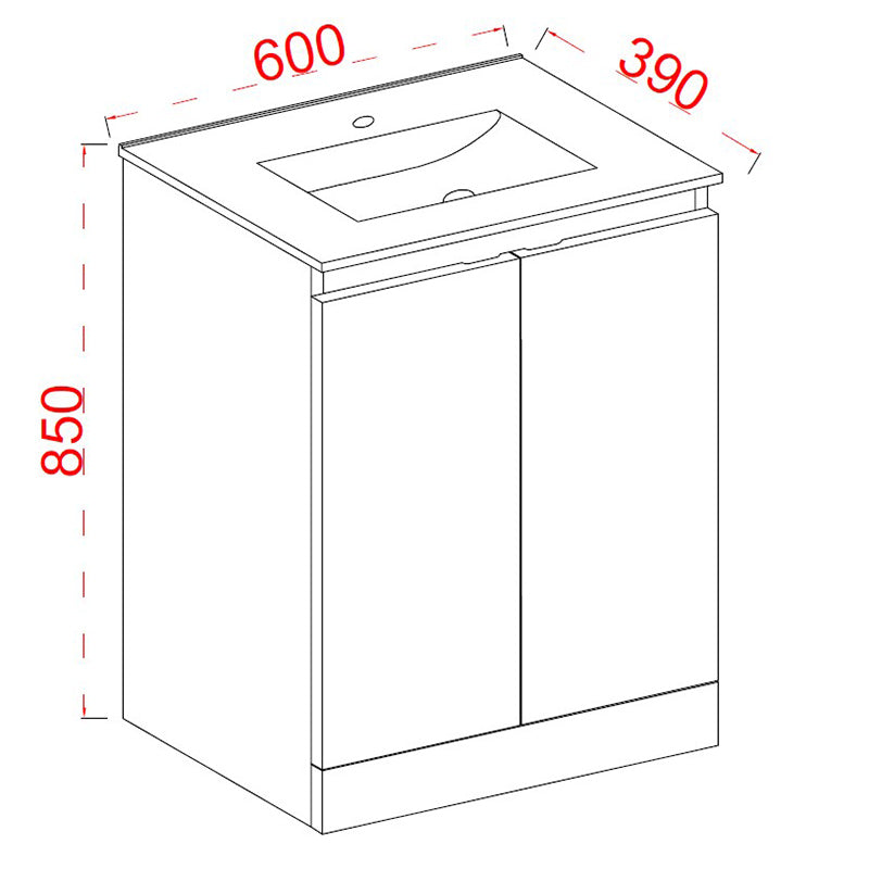 Tailored Bathrooms Plumb Essentials Double Door Floor Standing 600mm Vanity & Ceramic Basin (1 size, 2 styles, White)) - Brand New Bathrooms
