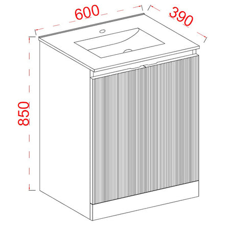 Tailored Bathrooms Plumb Essentials Double Door Floor Standing 600mm Vanity & Ceramic Basin (1 size, 2 styles, White)) - Brand New Bathrooms