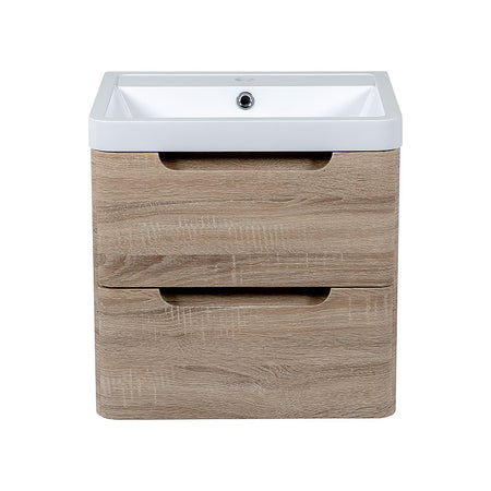 Tailored Bathrooms Monza Wall Hung Vanity Unit & Polymarble Basin (2 sizes, Country Oak) - Brand New Bathrooms