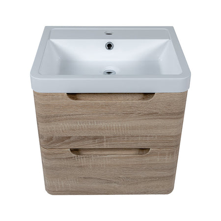 Tailored Bathrooms Monza Wall Hung Vanity Unit & Polymarble Basin (2 sizes, Country Oak) - Brand New Bathrooms
