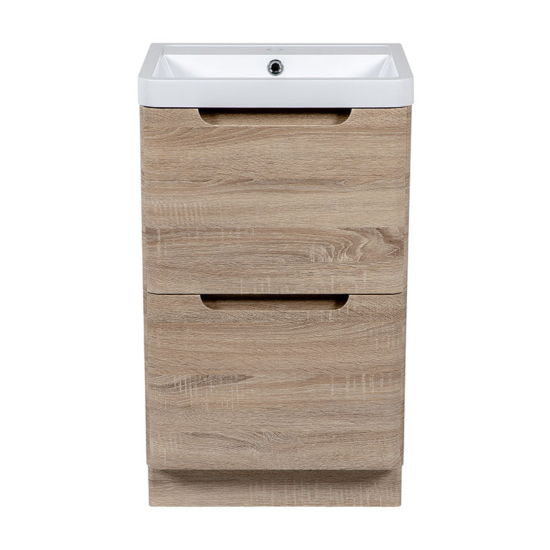 Tailored Bathrooms Monza Floor Standing Vanity Unit & Polymarble Basin (2 sizes, Country Oak) - Brand New Bathrooms