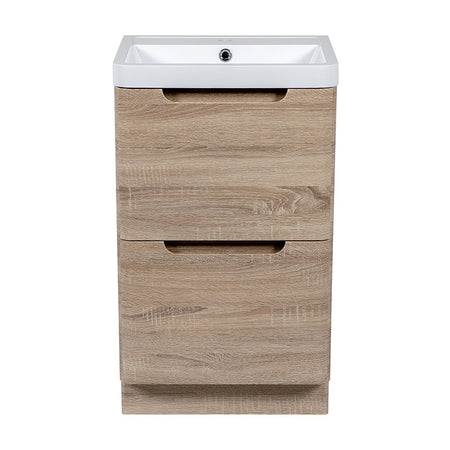 Tailored Bathrooms Monza Floor Standing Vanity Unit & Polymarble Basin (2 sizes, Country Oak) - Brand New Bathrooms