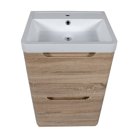Tailored Bathrooms Monza Floor Standing Vanity Unit & Polymarble Basin (2 sizes, Country Oak) - Brand New Bathrooms