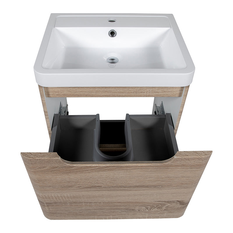 Tailored Bathrooms Monza Floor Standing Vanity Unit & Polymarble Basin (2 sizes, Country Oak) - Brand New Bathrooms
