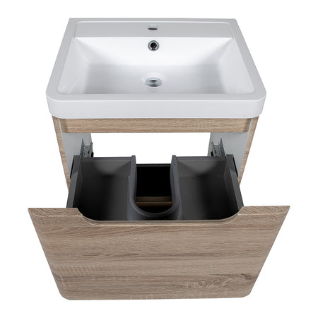 Tailored Bathrooms Monza Floor Standing Vanity Unit & Polymarble Basin (2 sizes, Country Oak) - Brand New Bathrooms