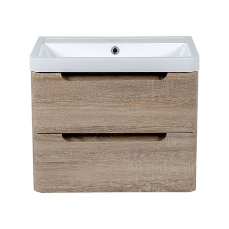 Tailored Bathrooms Monza Wall Hung Vanity Unit & Polymarble Basin (2 sizes, Country Oak) - Brand New Bathrooms