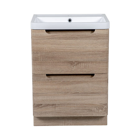 Tailored Bathrooms Monza Floor Standing Vanity Unit & Polymarble Basin (2 sizes, Country Oak) - Brand New Bathrooms
