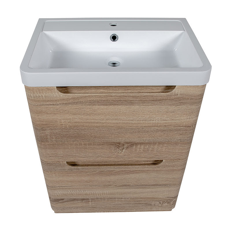 Tailored Bathrooms Monza Floor Standing Vanity Unit & Polymarble Basin (2 sizes, Country Oak) - Brand New Bathrooms