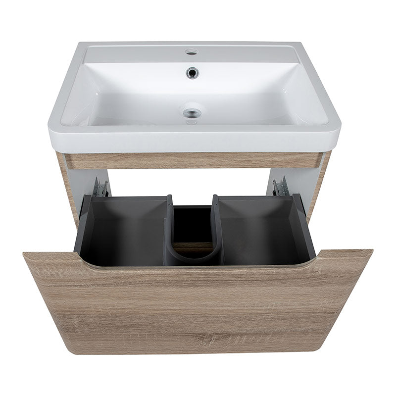 Tailored Bathrooms Monza Floor Standing Vanity Unit & Polymarble Basin (2 sizes, Country Oak) - Brand New Bathrooms