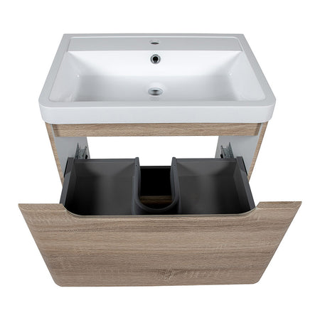 Tailored Bathrooms Monza Floor Standing Vanity Unit & Polymarble Basin (2 sizes, Country Oak) - Brand New Bathrooms