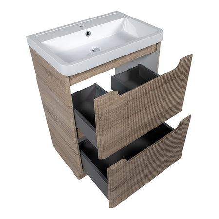 Tailored Bathrooms Monza Fluted Floor Standing 500mm Vanity Unit & Polymarble Basin (1 size, 3 colours) - Brand New Bathrooms