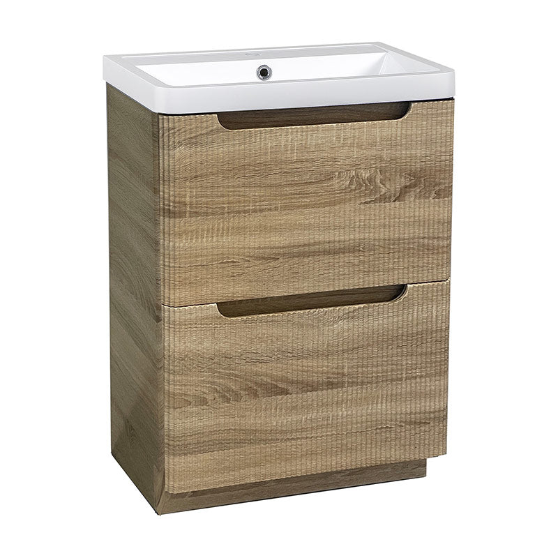Tailored Bathrooms Monza Fluted Floor Standing 500mm Vanity Unit & Polymarble Basin (1 size, 3 colours) - Brand New Bathrooms