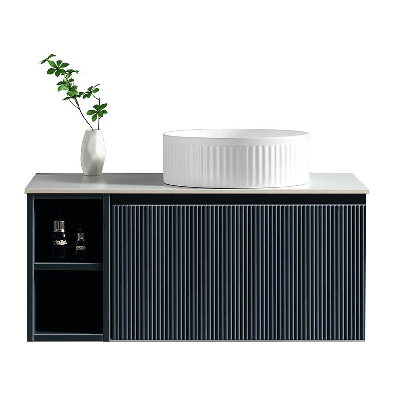 Tailored Bathrooms Flauto Wall Hung 800mm Vanity with Side Storage & Right Hand Sintered Stone Counter Top (1 size, 4 colours) - Brand New Bathrooms