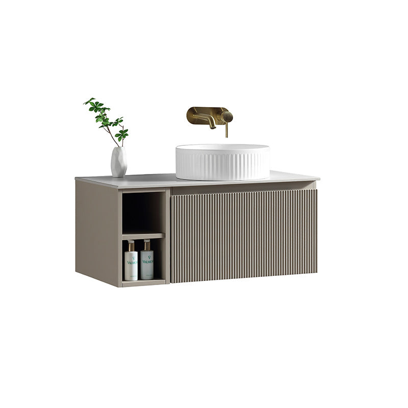 Tailored Bathrooms Flauto Wall Hung 800mm Vanity with Side Storage & Right Hand Sintered Stone Counter Top (1 size, 4 colours) - Brand New Bathrooms