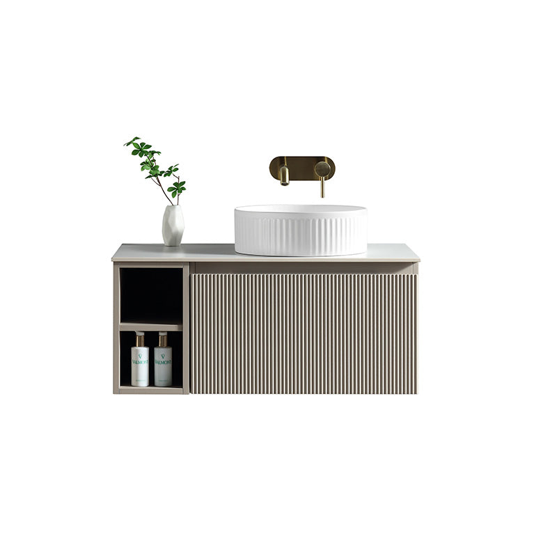 Tailored Bathrooms Flauto Wall Hung 800mm Vanity with Side Storage & Right Hand Sintered Stone Counter Top (1 size, 4 colours) - Brand New Bathrooms