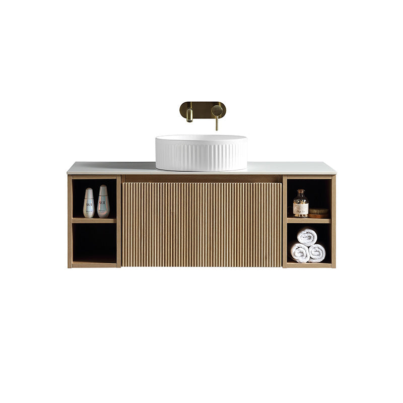 Tailored Bathrooms Flauto Wall Hung 1000mm Vanity unit with 2 Side Storage Boxes & Sintered Stone Counter Top (1 size, 4 colours) - Brand New Bathrooms