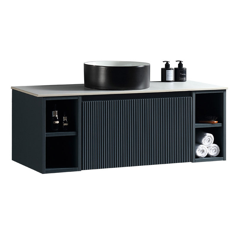 Tailored Bathrooms Flauto Wall Hung 1000mm Vanity unit with 2 Side Storage Boxes & Sintered Stone Counter Top (1 size, 4 colours) - Brand New Bathrooms