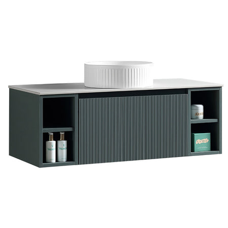 Tailored Bathrooms Flauto Wall Hung 1000mm Vanity unit with 2 Side Storage Boxes & Sintered Stone Counter Top (1 size, 4 colours) - Brand New Bathrooms