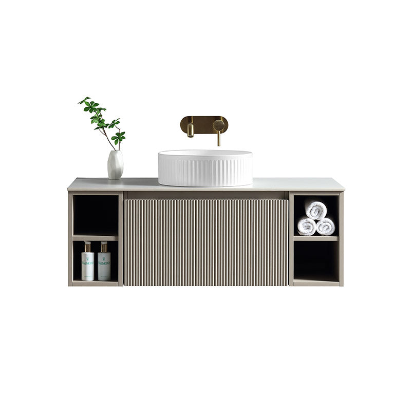 Tailored Bathrooms Flauto Wall Hung 1000mm Vanity unit with 2 Side Storage Boxes & Sintered Stone Counter Top (1 size, 4 colours) - Brand New Bathrooms