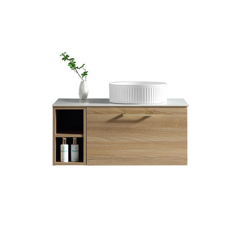 Tailored Bathrooms Piatta Wall Hung 800mm Vanity Unit with Side Storage & Right Hand Sintered Stone Counter Top (1 size, 4 colours) - Brand New Bathrooms