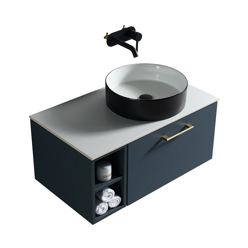 Tailored Bathrooms Piatta Wall Hung 800mm Vanity Unit with Side Storage & Right Hand Sintered Stone Counter Top (1 size, 4 colours) - Brand New Bathrooms