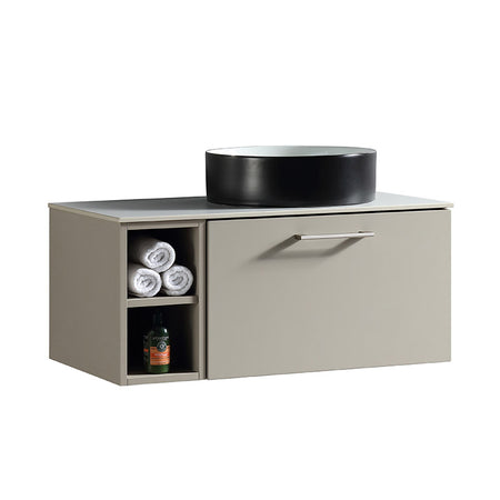 Tailored Bathrooms Piatta Wall Hung 800mm Vanity Unit with Side Storage & Right Hand Sintered Stone Counter Top (1 size, 4 colours) - Brand New Bathrooms
