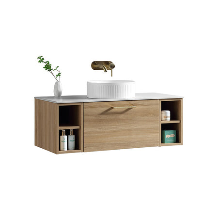 Tailored Bathrooms Piatta Wall Hung 1000mm Vanity Unit with 2 Side Storage Units & Sintered Stone Counter Top (1 size, 4 colours) - Brand New Bathrooms