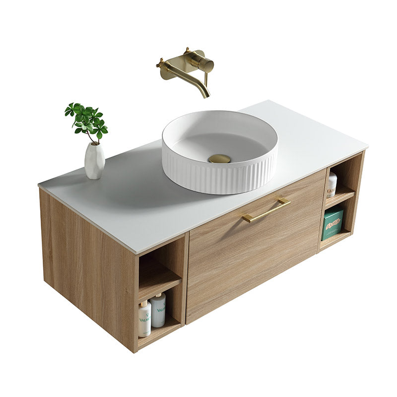 Tailored Bathrooms Piatta Wall Hung 1000mm Vanity Unit with 2 Side Storage Units & Sintered Stone Counter Top (1 size, 4 colours) - Brand New Bathrooms