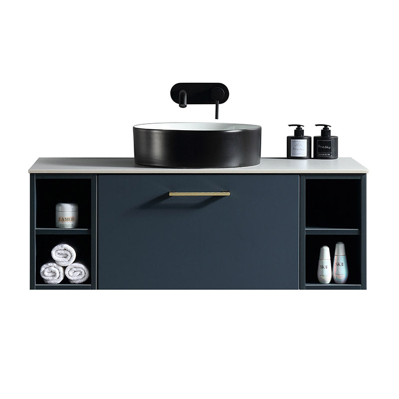 Tailored Bathrooms Piatta Wall Hung 1000mm Vanity Unit with 2 Side Storage Units & Sintered Stone Counter Top (1 size, 4 colours) - Brand New Bathrooms