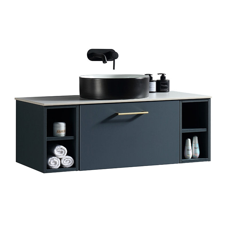 Tailored Bathrooms Piatta Wall Hung 1000mm Vanity Unit with 2 Side Storage Units & Sintered Stone Counter Top (1 size, 4 colours) - Brand New Bathrooms