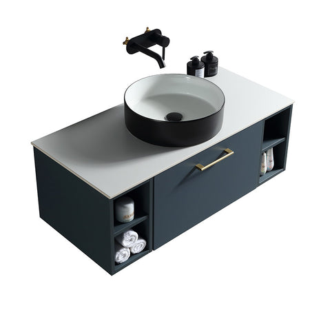 Tailored Bathrooms Piatta Wall Hung 1000mm Vanity Unit with 2 Side Storage Units & Sintered Stone Counter Top (1 size, 4 colours) - Brand New Bathrooms