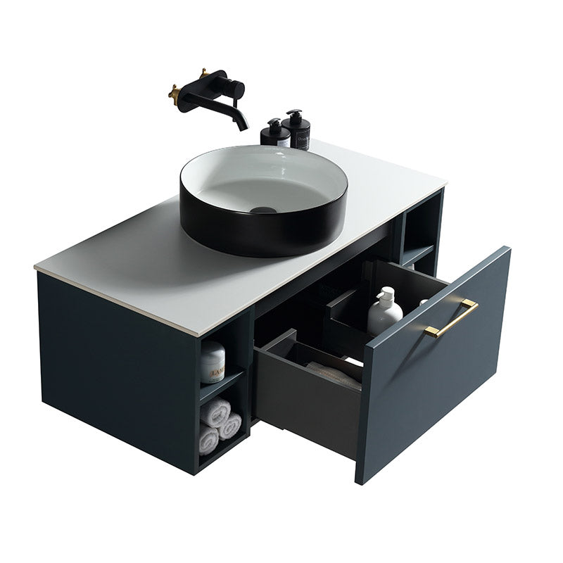 Tailored Bathrooms Piatta Wall Hung 1000mm Vanity Unit with 2 Side Storage Units & Sintered Stone Counter Top (1 size, 4 colours) - Brand New Bathrooms