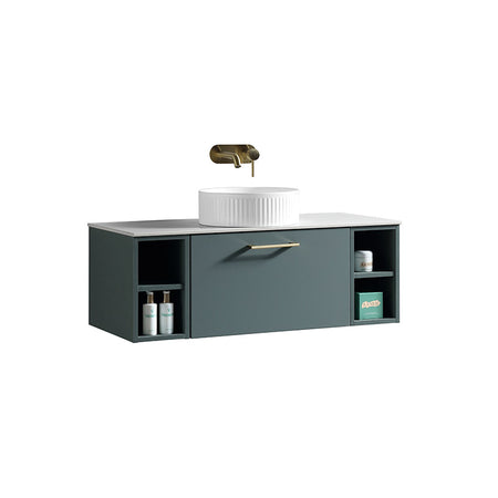 Tailored Bathrooms Piatta Wall Hung 1000mm Vanity Unit with 2 Side Storage Units & Sintered Stone Counter Top (1 size, 4 colours) - Brand New Bathrooms