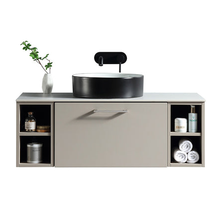 Tailored Bathrooms Piatta Wall Hung 1000mm Vanity Unit with 2 Side Storage Units & Sintered Stone Counter Top (1 size, 4 colours) - Brand New Bathrooms