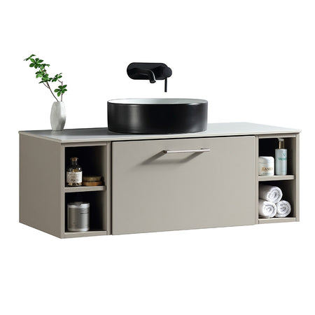 Tailored Bathrooms Piatta Wall Hung 1000mm Vanity Unit with 2 Side Storage Units & Sintered Stone Counter Top (1 size, 4 colours) - Brand New Bathrooms