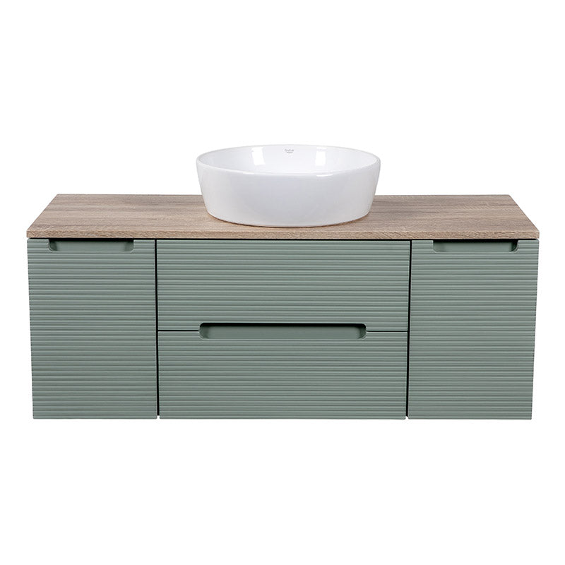 Tailored Bathrooms Monza Plus Fluted Wall Hung 1200mm Vanity Unit with 2 Side Cabinets & Counter Top (1 size, 9 colours) - Brand New Bathrooms