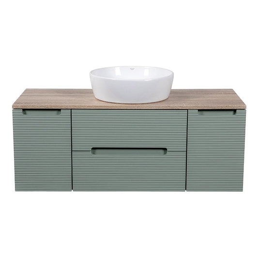 Tailored Bathrooms Monza Plus Fluted Wall Hung 1200mm Vanity Unit with 2 Side Cabinets & Counter Top (1 size, 9 colours) - Brand New Bathrooms