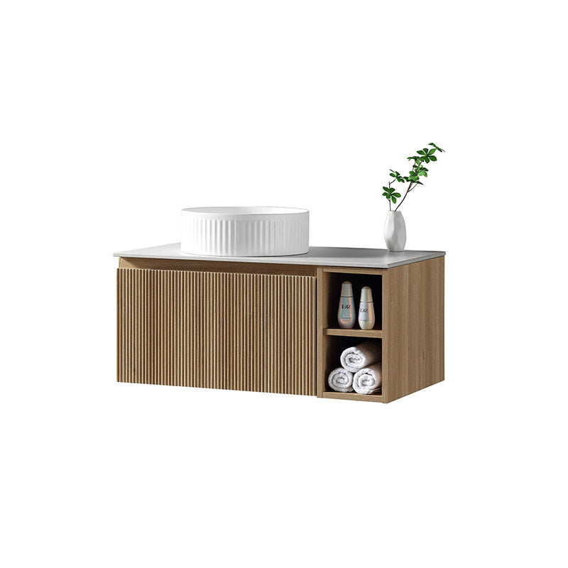 Tailored Bathrooms Flauto Wall Hung 800mm Vanity with Side Storage & Left Hand Sintered Stone Counter Top (1 size, 4 colours) - Brand New Bathrooms