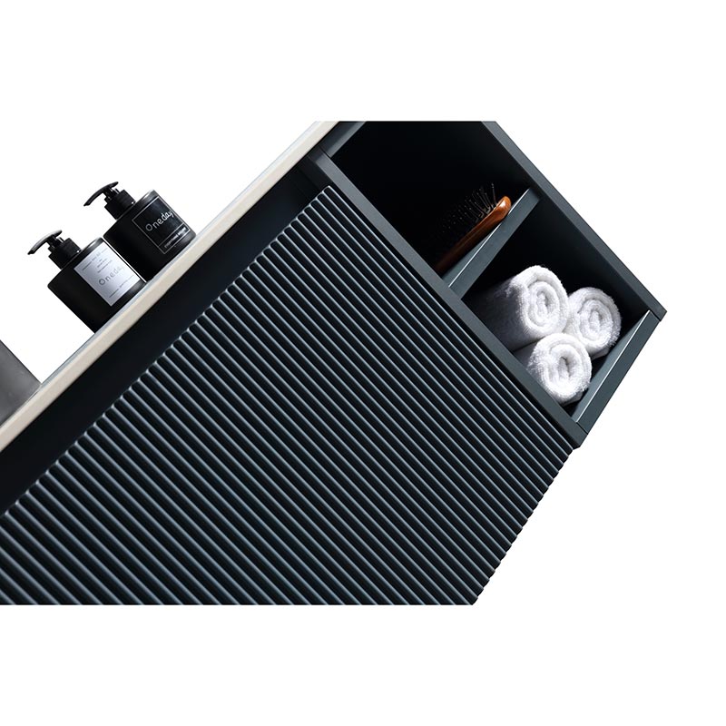 Tailored Bathrooms Flauto Wall Hung 800mm Vanity with Side Storage & Left Hand Sintered Stone Counter Top (1 size, 4 colours) - Brand New Bathrooms